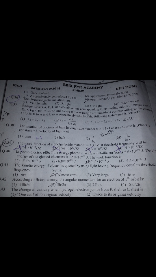 Question image for Que no. 39 answer plz............................